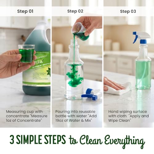 Advanage 20X All Purpose Cleaner Concentrate – The Wonder Cleaner 128 fl oz Green Apple Cleaning Supplies for Bathroom Cleaner, Floor Cleaner, Multipurpose Cleaner | Made in USA Multisurface Cleaner - size: 128 Fl Oz (Pack of 1)