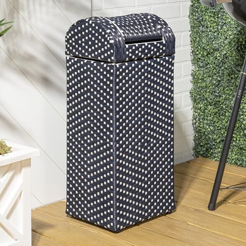 happimess Darla 13 Gal Outdoor Trash Can Swing Top, Navy/White - color: Navy/White, size: 13 Gallons