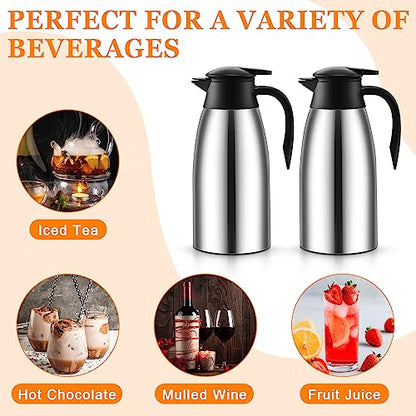 Norme 2 Pcs Thermal Coffee Carafe Creamer, Silver, 68 oz - color: Silver, size: 68 oz