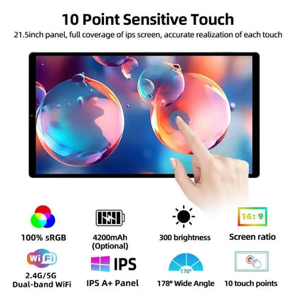 21.5" Android 15 Portable TV Tablet with Carry Bag, Rotating Foldable Stand, 6GB+128GB, with 99.9Wh Battery, 13MP Camera, Dual 5W Speakers, Smart Touch Screen for Travel, Camping & Home Entertainment
