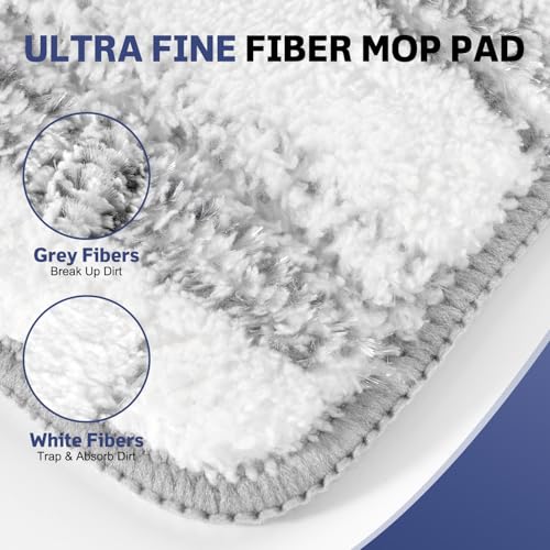 AmaVins 3 Pack Microfiber Cleaning Pads, Reusable Microfiber Mop Pads for 18 Inch Mop, Hardwood Floor Replacement Cleaning Mop Pads, Machine Washes - color: 3 Pack White-grey Bristles