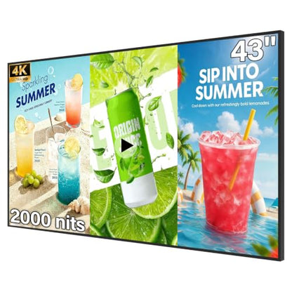 43" 4K Digital Signage Display, 2500nits Brightness Advertising Display - size: 43"