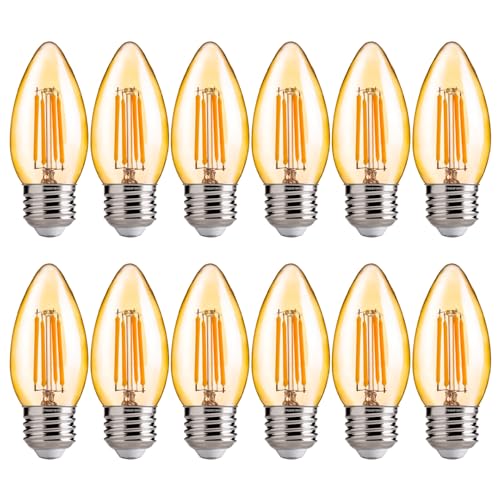 FLSNT 40W Equivalent LED Chandelier Light Bulbs, Dimmable Amber LED B11 E26 Candelabra Base Bulbs, 2200K Warm White, 330LM, 12 Pack UL,CA65 Listed. - color: 40w Warm White, size: 12 Count (Pack of 1)