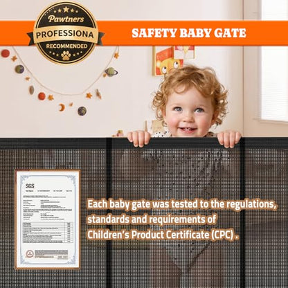 Pawtners Retractable Baby Gates, 34" Tall Extends to 46" Wide Dog Gate - size: 0-46" W x 34" H