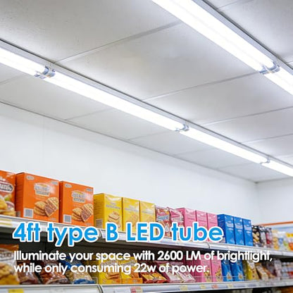 T8 LED Light Tube 4 ft 22W 6000K 85-265V Double-Ended Bypass Ballast Clear Cover G13 Lighting, 10-Pack - color: 6000k(cold White), size: 10 Count (Pack of 1)