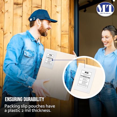 MT Products Blank Envelope Shipping Label Sleeves - 6.5" x 10" Packing Slip Pouches for Shipment/Return - Pack of 100 - size: 6.5 X 10 Inch
