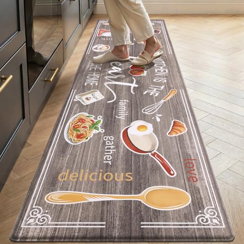 Yamaziot 24"x 94" Anti Fatigue Kitchen Rug, Non-Slip Cushioned Floor Mat - color: Brown, size: 24"x 94"