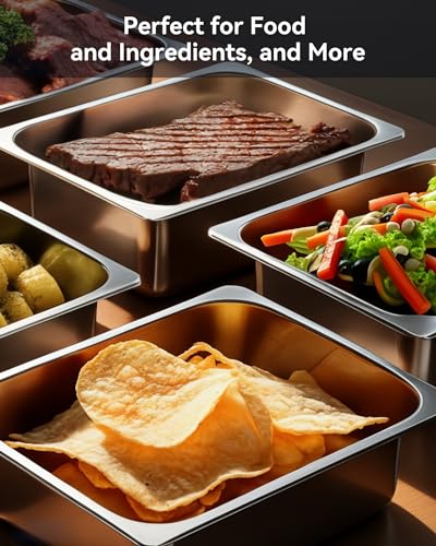 ZeroPone Hotel Pans with Lids, 4 Pack Full Size, 4" Deep - color: 4" Deep 4 Pack, size: 1/1 Size