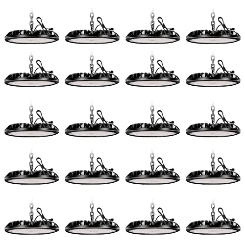 20 Pack LED High Bay Light 300W 30000LM, UFO LED Shop Light with 4ft Plug Cable, 6000K Commercial Bay Lighting, IP65 Waterproof for Warehouse Workshop - color: 20 Pack, size: 300W