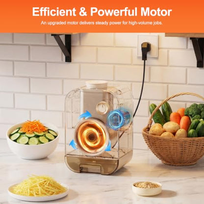 MOGAN Electric Cheese Grater, 5-in-1 Automatic Vegetable Slicer Shredder - color: Beige