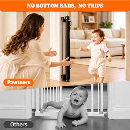 Pawtners Retractable Baby Gates, 34" Tall Extends to 120" Wide Dog Gate - size: 0-120" W x 34" H