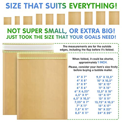 Kraft Bubble Mailers 8.5 x 11 Inch Natural Brown, Padded Envelopes Self Seal, Pack of 100, Bubble Lined Kraft Paper Mailing Envelopes for Shipping - color: Brown, size: 8.5" x 11" / 100 Pack