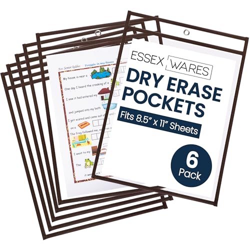 Essex Wares - 6 Pack, Brown Dry Erase Pockets, 10" Wide x 13.5" Tall - color: Brown