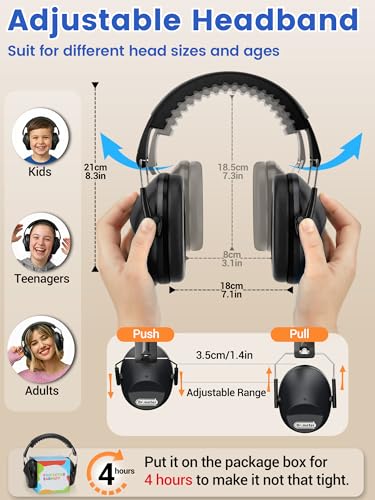 Dr.meter Noise Cancelling Headphones for Kids, EM100 Protective Ear Muffs - color: Black