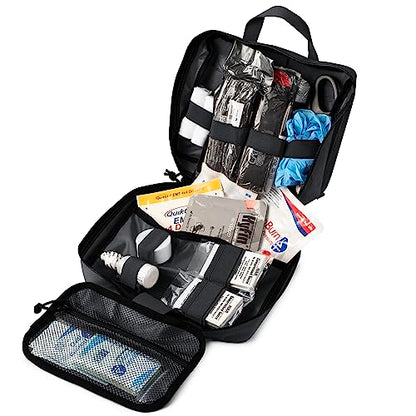 Scherber Vehicle IFAK Emergency Trauma Kit | 25+ Medical Supplies & Equipment, NAR Tourniquet & CPR Mask | Fully Stocked Rip Away Molle Pouch for Car, Home & Professional First Aid | Basic, Black