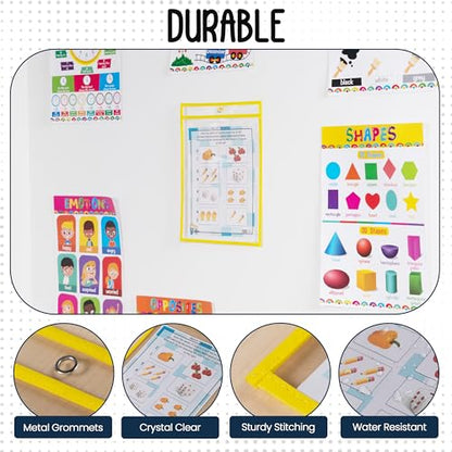 Essex Wares - 6 Pack, Yellow Dry Erase Pockets, 10" Wide x 13.5" Tall - color: Yellow
