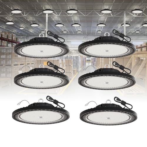 150W UFO High Bay LED Shop Lights, 6 Pack, 21000 LM, 5000K, AC110-277V