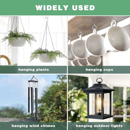 12 Pack 304 Stainless Steel Ceiling Hooks for Plants, Locking Clip - size: 12