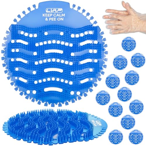 Urinal Screen Deodorizer (12 Pack) Odor Protection for Toilets in Office, Schools, Restaurants Bathroom, BLUE Anti-Splash - 12 Urinal Cakes + 12 Free Gloves - color: BLUE-12pcs