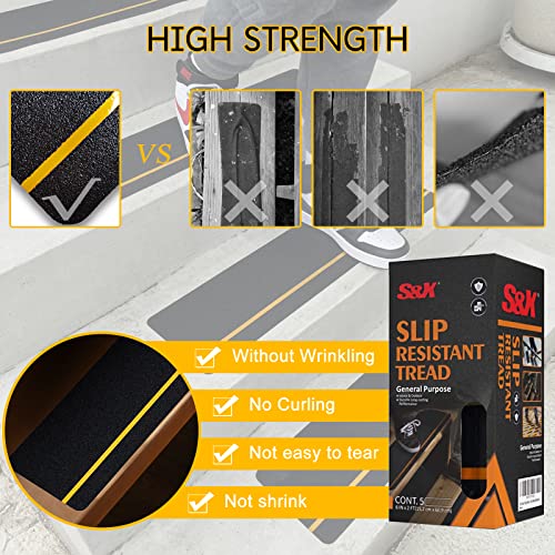 S&X Outdoor Stair Treads Non-Slip 6x24in, 5-Pack, Reflective - color: Reflective/Black, size: 6" x 24"
