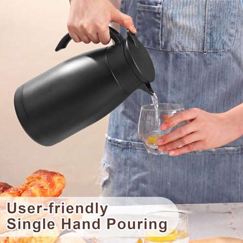 Norme 2 Pcs Thermal Coffee Carafe Creamer, Black, Silver, 34 oz - color: Black, Silver, size: 34 oz