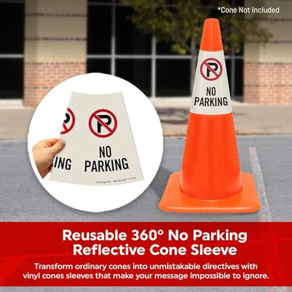 SmartSign No Parking Cone Message Sleeve, Bright Reflective [Cone Not Included] - color: No Parking, size: Pack of 1