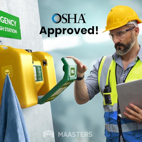 MAASTERS 8 Gallon Portable Eye Wash Station, OSHA-Compliant, Wall-Mounted