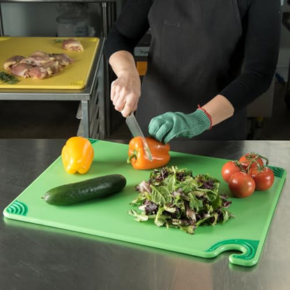 San Jamar Saf-T-Grip Plastic Cutting Board with Safety Hook, 18" x 24" x 0.5", Green - color: Green, size: 24"L x 18"W