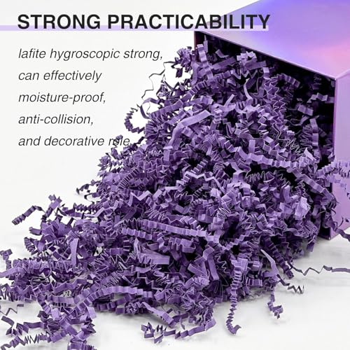 Art Secret 2LB Crinkle Cut Paper Shred Filler - Biodegradable Packing for Gift Baskets, Boxes, and Crafts - Eco-Friendly Cushion for Christmas, Weddings, Birthdays (Purple) - color: Purple