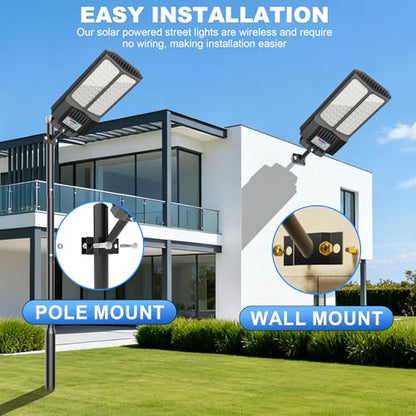 New 7000W Solar Street Light - Commercial Solar Lights Outdoor Waterproof, 200pcs High Brightness LEDs, Solar Parking Lot Lights Dusk to Dawn for Yard Garden with Motion Sensor - 4 Pack - size: L--4Pack