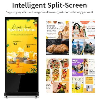 65" Digital Signage Displays, 4K LCD Touch Screen Floor Standing Display - size: 65 inch