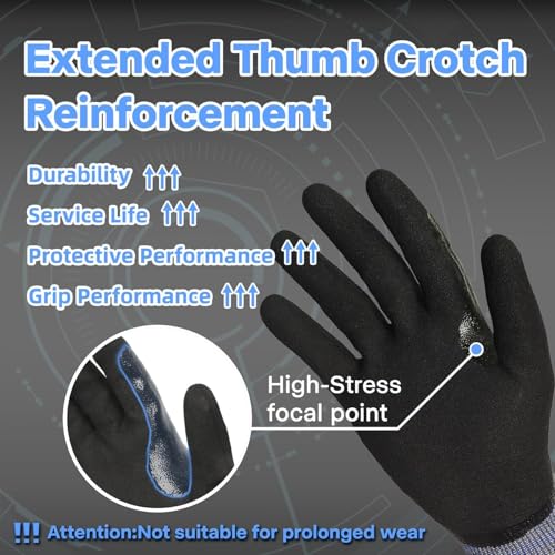 Schwer A9 Cut Resistant Work Gloves, 3/4 Double-Dipped Coating, PM3202, L - size: Large