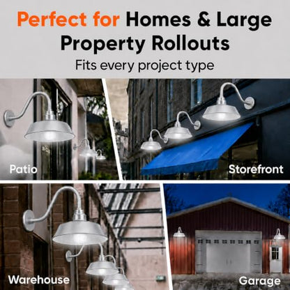 14in. Galvanized Finish Outdoor Gooseneck Barn Light, 5000K Cool White - color: Galvanized (1 Pack), size: 14-1/2 in Gooseneck Arm