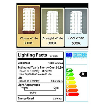 E12 LED Bulbs 12W Candelabra led Light Bulb,100 Watt Equivalent 1200lm Warm White 3000K E12 Base LED Chandelier Light Bulbs Non-Dimmable LED Corn Bulbs, Pack of 6 - color: E12-12w-3000k-6pcs