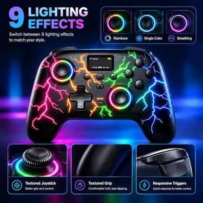 Exilapsire Wireless Controller for PC/Switch/Switch 2/iOS/Android, Black - color: Black