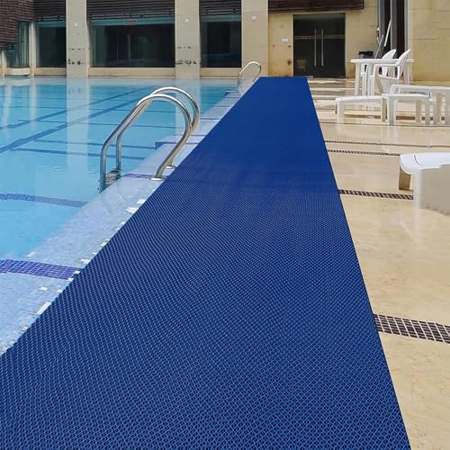 Pool Mat Non Slip Drainage Floor Mats 3x10 Ft PVC Commercial Heavy Duty Anti Slip Anti-Fatigue Pads Bathroom Garage Restaurant Patio Basement Outdoor Indoor Door Rug Entrance Mat,Blue, 3×10ft/0.9*3M - color: Blue