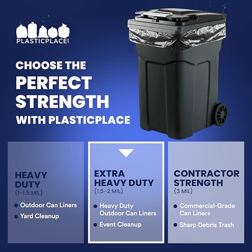 Plasticplace 95-96 Gallon Garbage Can Liners │ 1.5 Mil │ Black Heavy Duty Trash Bags │ 61” X 68” (50Count) (W95LDB15) - size: 1 Count (Pack of 50)