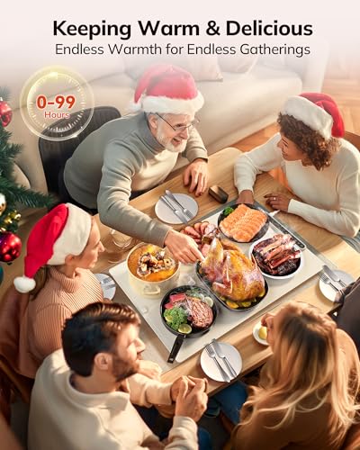 Food Warming Mat 24x16, Foldable Food Warmer for Parties - color: Beige, size: 24x16 inch