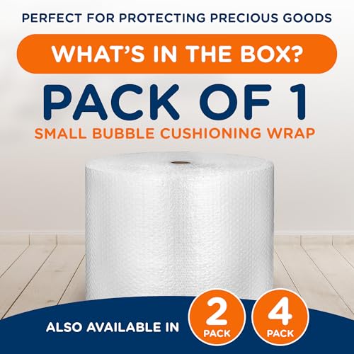 Campior Small Bubble Cushioning Wrap for Moving and Shipping - 175 Ft Bubble Packing Wrap for Packaging Boxes and Mailers, Clear Bubble Roll Moving Supplies, Perforated Every 12 inches, Pack of 1 - size: 1 Pack