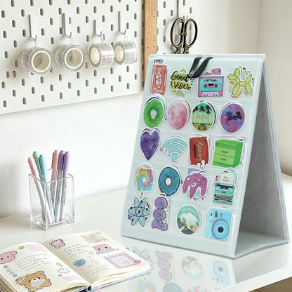PACMAXI Double-Sided Portable Sticker Display Stand Organizer - color: White