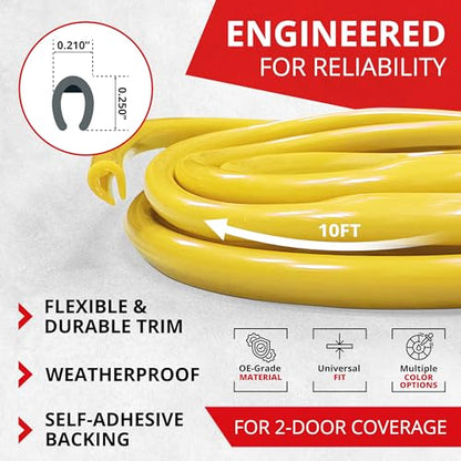 All-Fit Automotive Car Door Edge Protector Made in the USA (10 Ft - Yellow) - color: Yellow