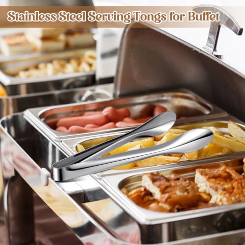 2 Pack Silver Polished Serving Tongs 6 Inch,9 Inch - color: Silver, size: 6 Inch, 9 Inch
