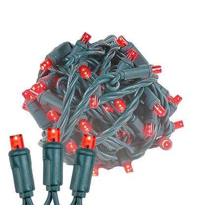 Novelty Lights 50ft 100 LED Red Christmas Lights, Green Wire String Lights - color: Red