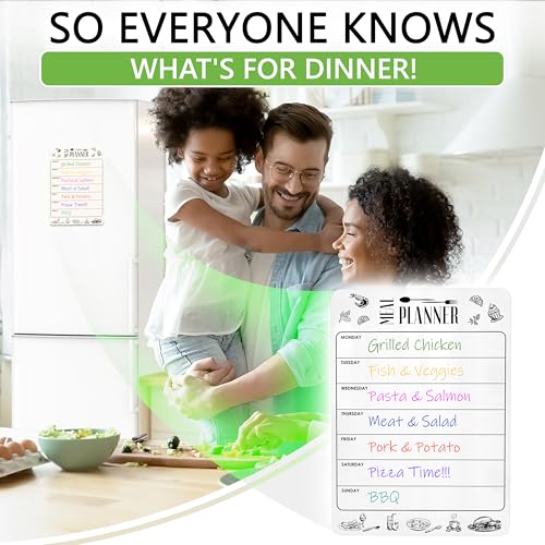 Dry Erase Magnetic Meal Planner for Refrigerator A4 (8.5x12 inch) - Magnet Weekly Menu Board for Fridge - Magnetic Menu White Board - Fridge Meal Planner Magnet - Dinner Meal Planner Dry Erase Board - size: White 8.5"W x 12"H