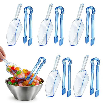 12 Pcs Plastic Ice Tongs and Scoops, Candy Scoops for Buffet, Blue - color: Blue