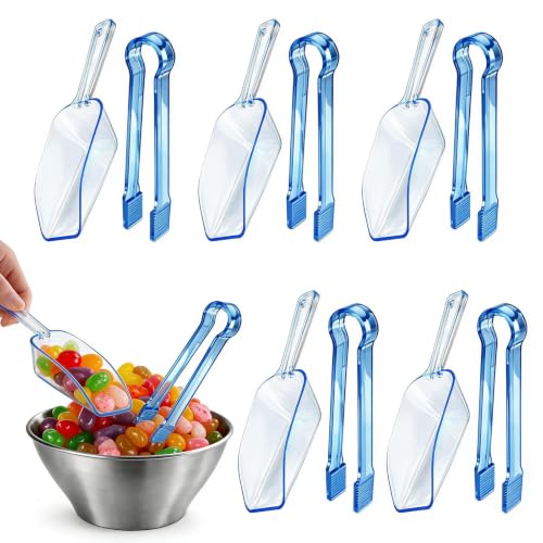 12 Pcs Plastic Ice Tongs and Scoops, Candy Scoops for Buffet, Blue - color: Blue