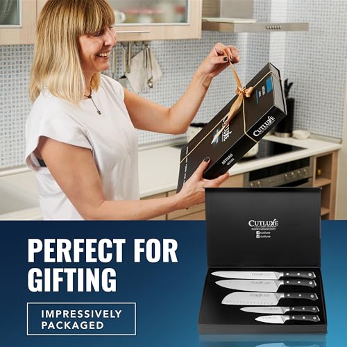 Cutluxe Kitchen Knives, 5-Piece Chef Knife Set – Razor Sharp German Steel - size: 5 Pcs Knife Set without Block