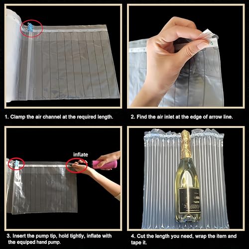 Bubble Cushioning Wrap Roll for Packing 12"x328' Inflatable Bottle Shipping Package Large Air Pillows for Shipping & Moving Heavy Duty Space-saving Packing Material for Fragile Items, 55um - size: 12"x328'