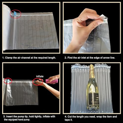 Bubble Cushioning Wrap Roll for Packing 12"x328' Inflatable Bottle Shipping Package Large Air Pillows for Shipping & Moving Heavy Duty Space-saving Packing Material for Fragile Items, 55um - size: 12"x328'