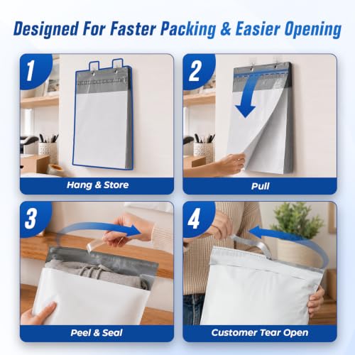 Fuxury Poly Mailers 12x15.5 50PC Shipping Bags for Small Business White - color: White, size: 12x15.5" 50pcs (Upgraded Version)